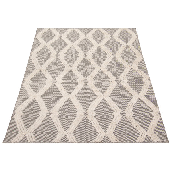 Foundry Select Botsford Handmade Flatweave Wool Gray/Cream Rug Wayfair